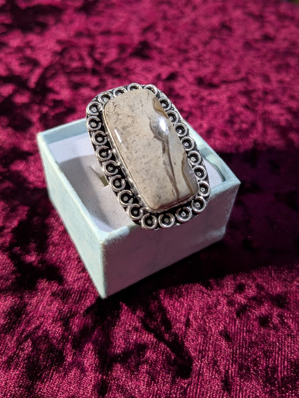 Handcrafted Coffee Bean Oversized Rectangular Ring (8)